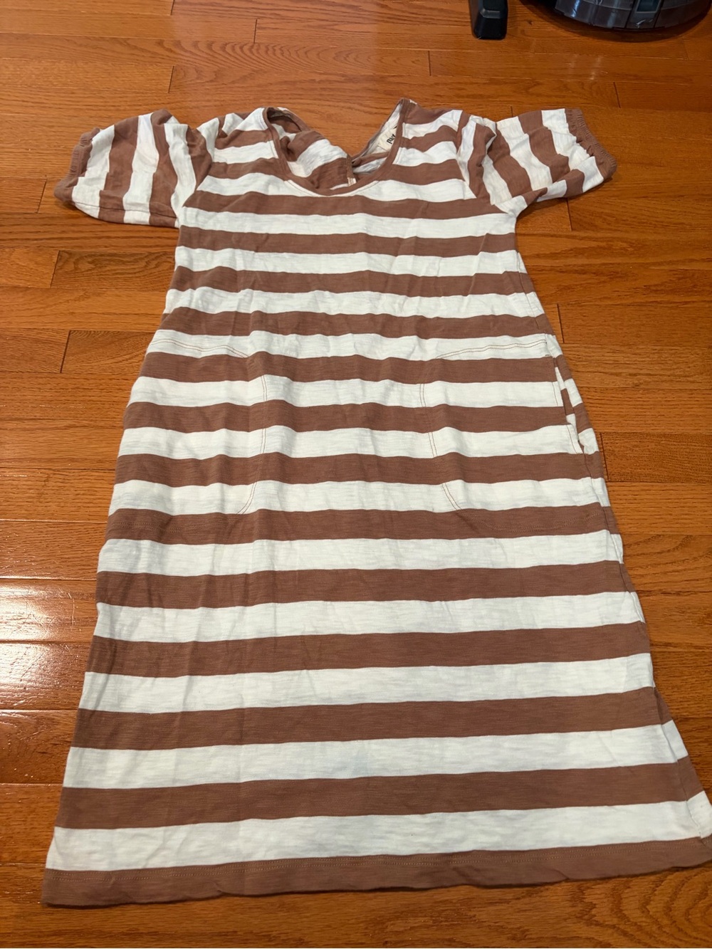 Pact Striped Tunic Dress in Brown and Cream
